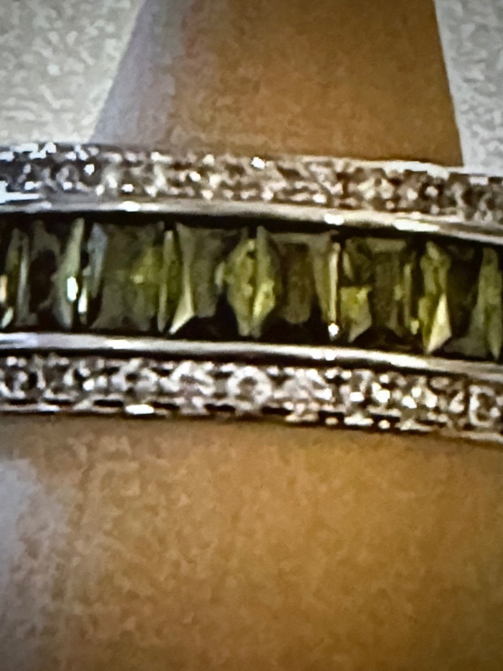 Channel Set Swarovski Crystal Eternity Band Ring: 18kt White Gold/Sterling